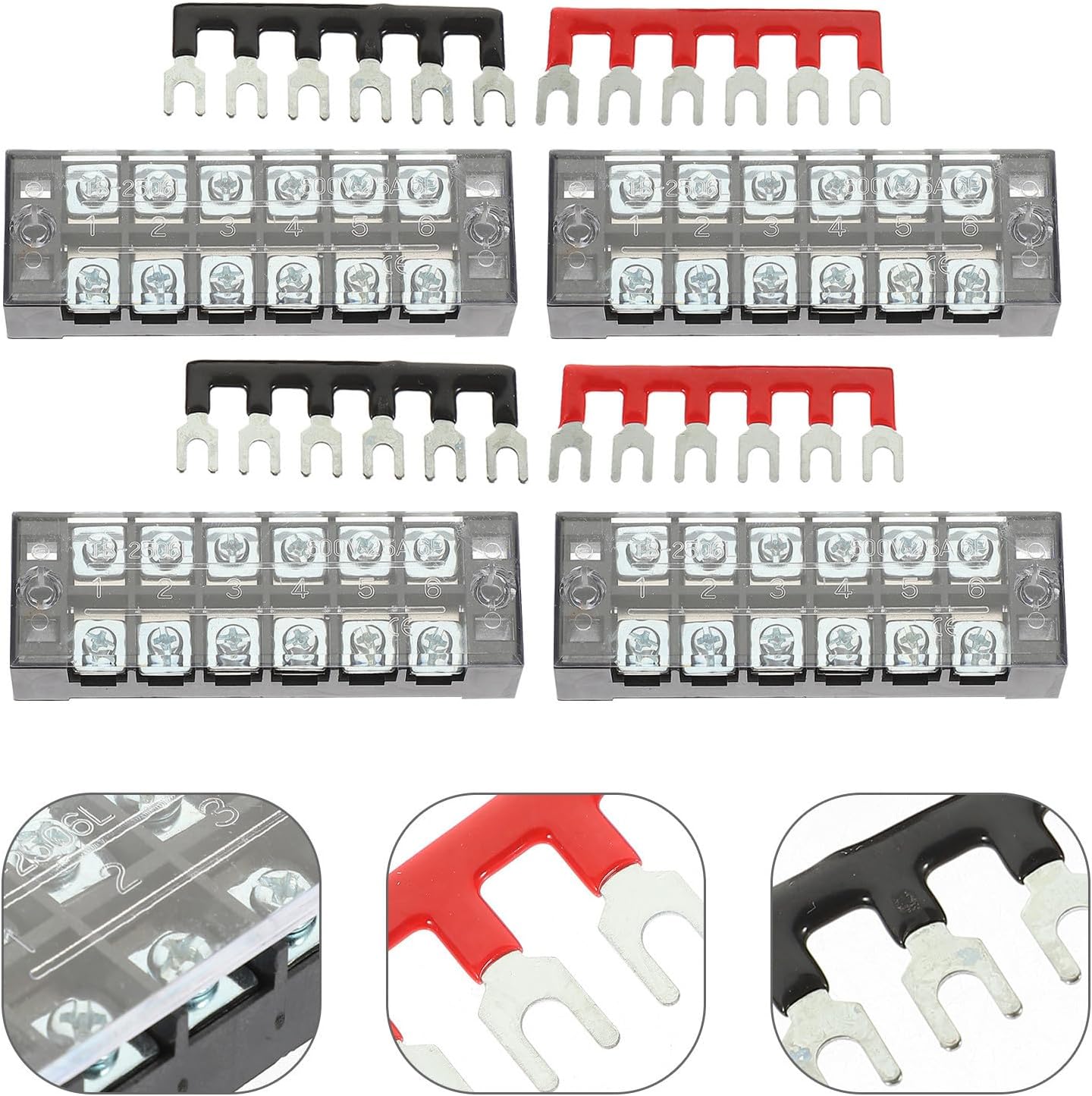 ARTIBETTER Dual Row Terminal Block 25a 600v Copper Wire Terminal Strip and 12mm Gap for Vehicle and Electric Apparatus Wiring