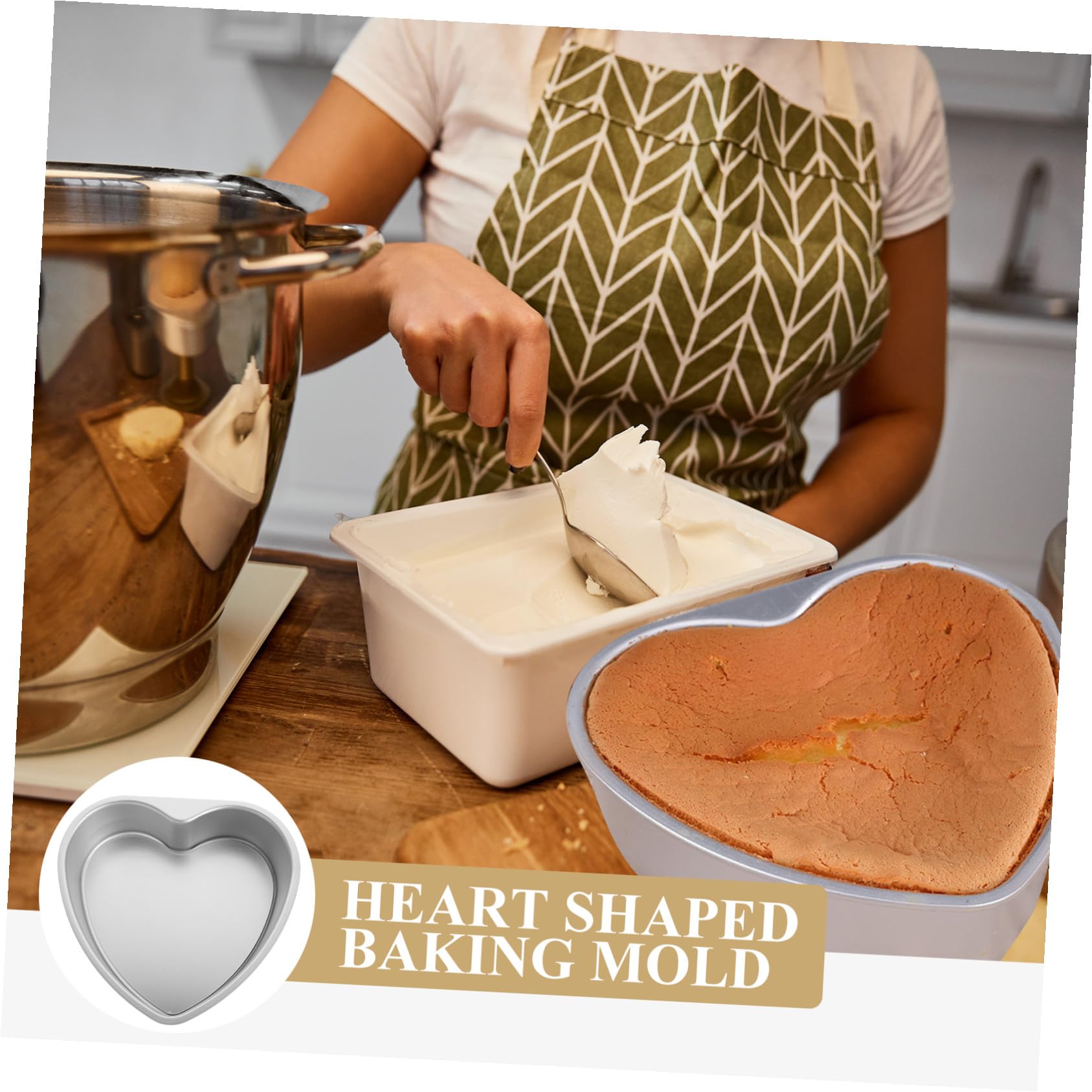 TOYANDONA Molde para Pastel Original Forma de Corazón de Aleación de Aluminio, Fácil de Desmoldar, Adecuado para Reposteros Profesionales, Adecuado para DIY y Fiestas