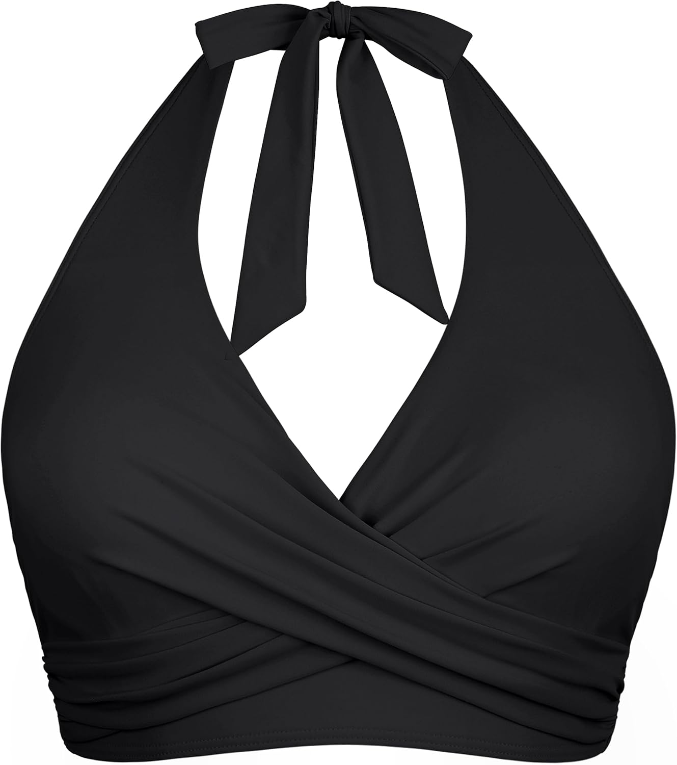 Hilor Women's Underwire Bikini Tops Halter V Neck Bathing Suit Top Swimsuit Push Up Twist Front Swim Top Only