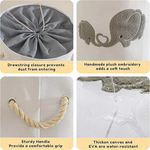 Miniatura 4 de INough Cesta de bebé extra grande, cesta de juguetes para niños, cesta de lavandería para ropa sucia de bebé, cesta de almacenamiento plegable de