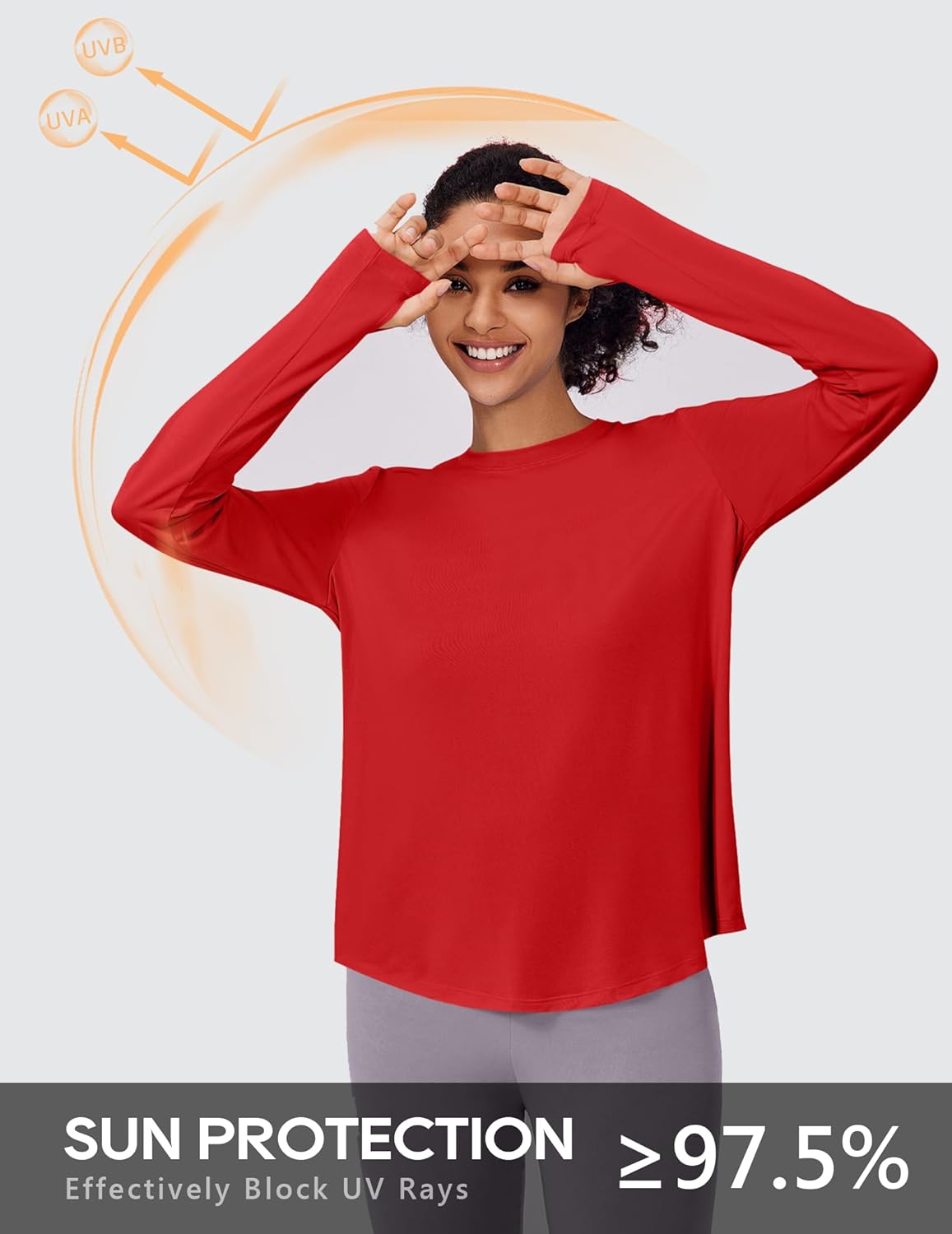 PINSPARK Soft Long Sleeve Workout Tops for Women Thumb Holes UV Sun Protection Quick Dry Golf Running Hiking Rash Shirts - Image 4