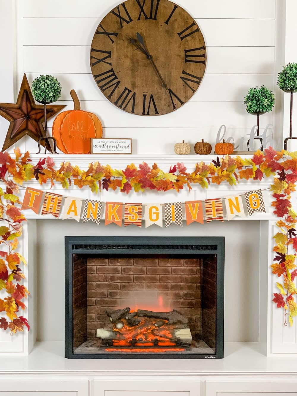 Tiny Land 2 Pack Fall-Garland, Fall-Decor Maple Leaf, 6ft Foliage Mantle Vine Artificial Fall-Decorations for Home, Fireplace, Mantle, Front Door, Thanksgiving Decor, Brown