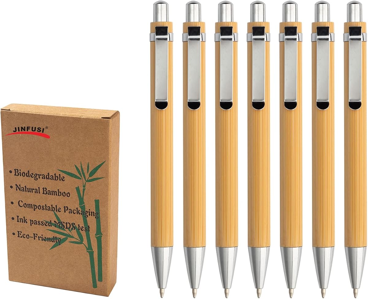 Onyx and Green Bamboo Retractable Ballpoint Pens