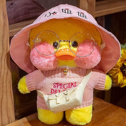 Juguete de peluche de pato amarillo con anteojos, de felpa suave, para niños y niñas, con lindo sombrero y disfraz, los mejores regalos para