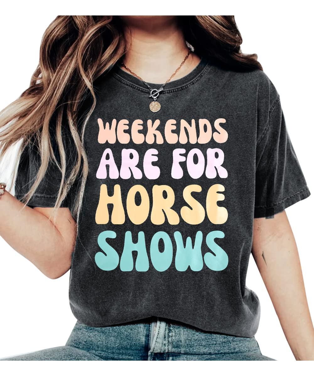 MOUSYAHorse Shirts for Women Equestrian Gift Tee Weekends are for Horse Shows Shirt Casual Short Sleeve Tee Tops
