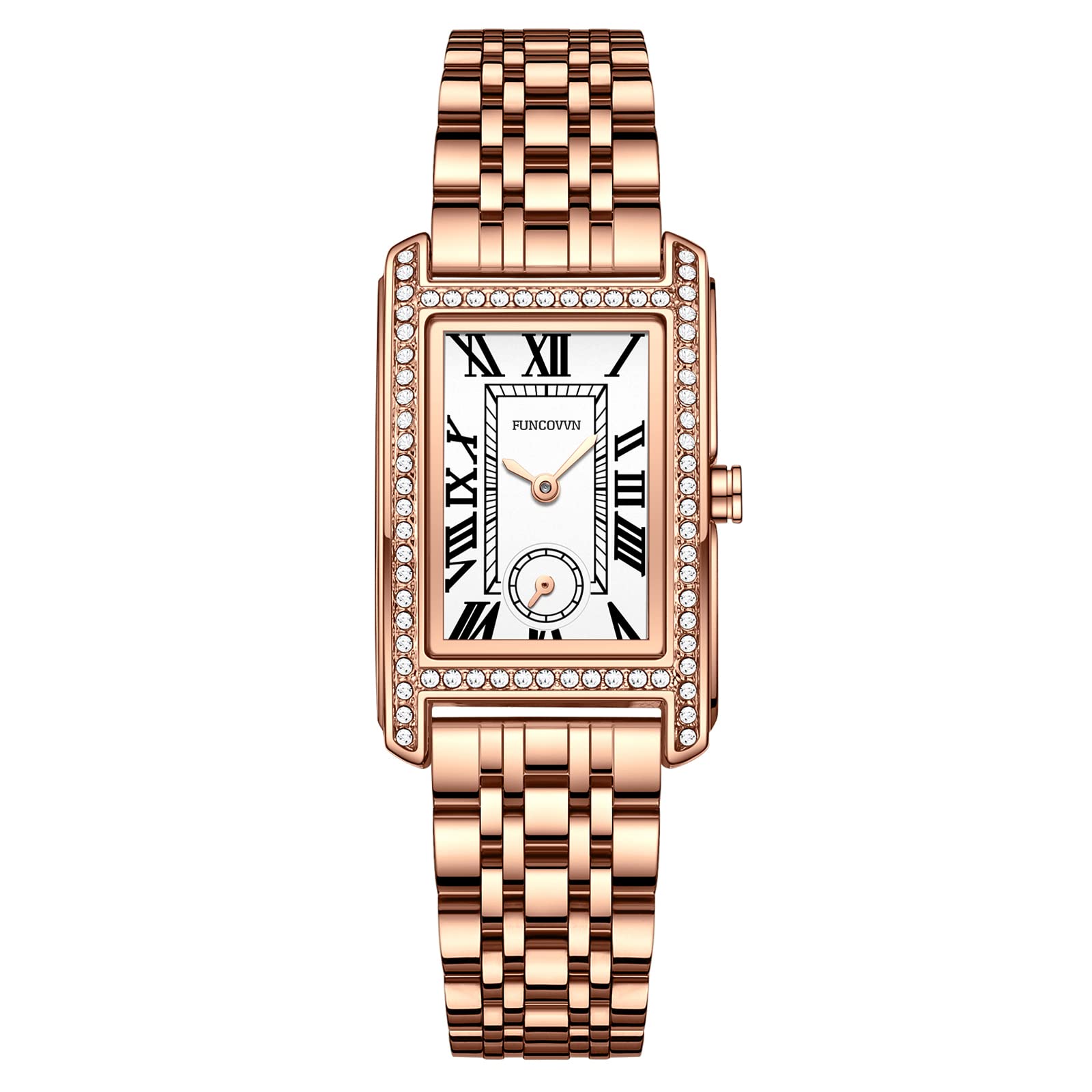 FUNCOVVN Watches for Women Analog Rose Gold Ladies Watch Luxury Roman Numerals Women Watches with Diamond Dail Waterproof Wrist Watches (B0BR9RPHDB) Amazon Price History, Amazon Price Tracker