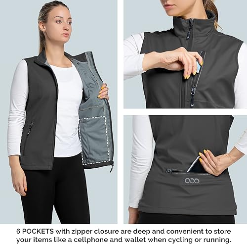 Miniatura 3 de 33,000ft Chaleco Ligero de Correr para Mujer con Bolsillos, Prenda Exterior a Prueba de Viento Sin Mangas para Golf, Senderismo, Viajes