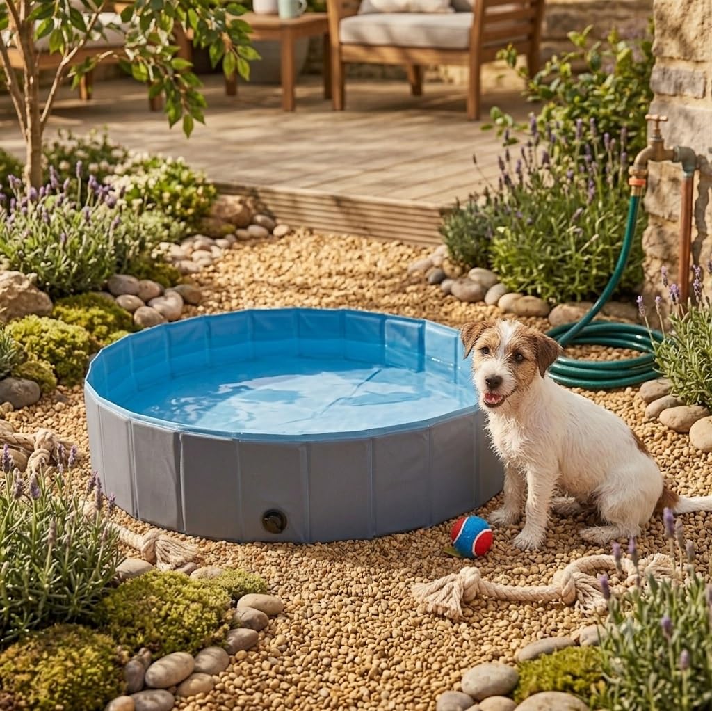 Piscine Pliable pour Chien Splash Ronde L 30 x 160 cm Bleu et Gris Foncé