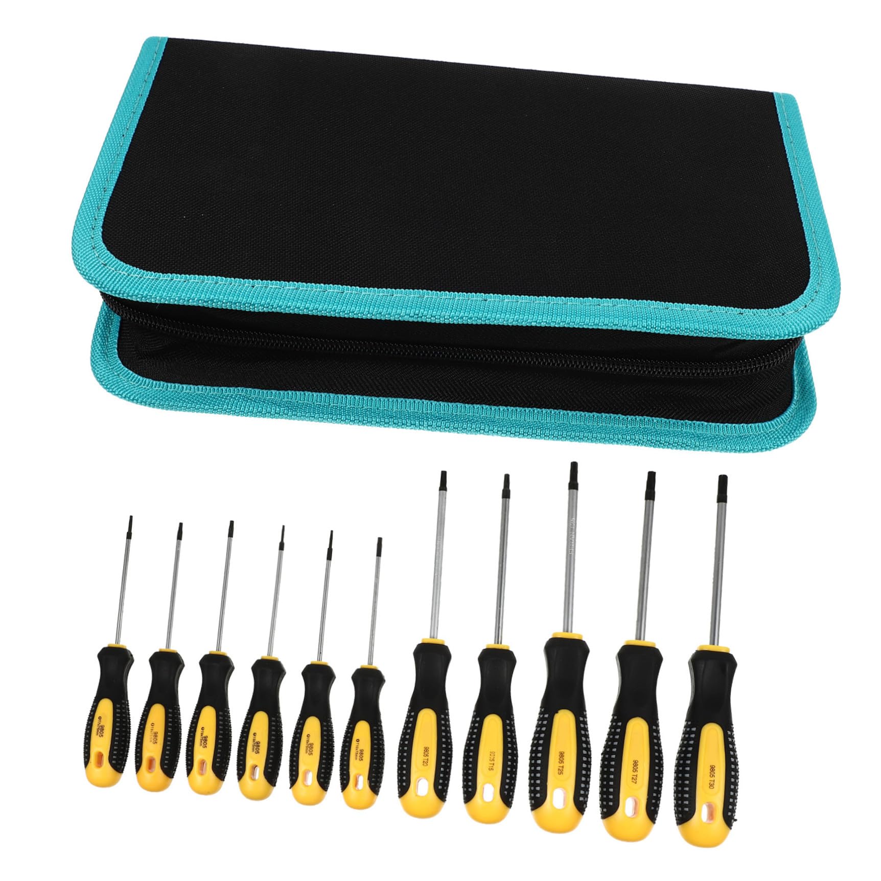 Cacciaviti a Stella T5-t30 11 Pezzi Set per Riparazioni Auto | Acciaio Lega Cromo-vanadio, Custodia Oxford Inclusa, Impugnatura Ergonomica Gomma e Pvc