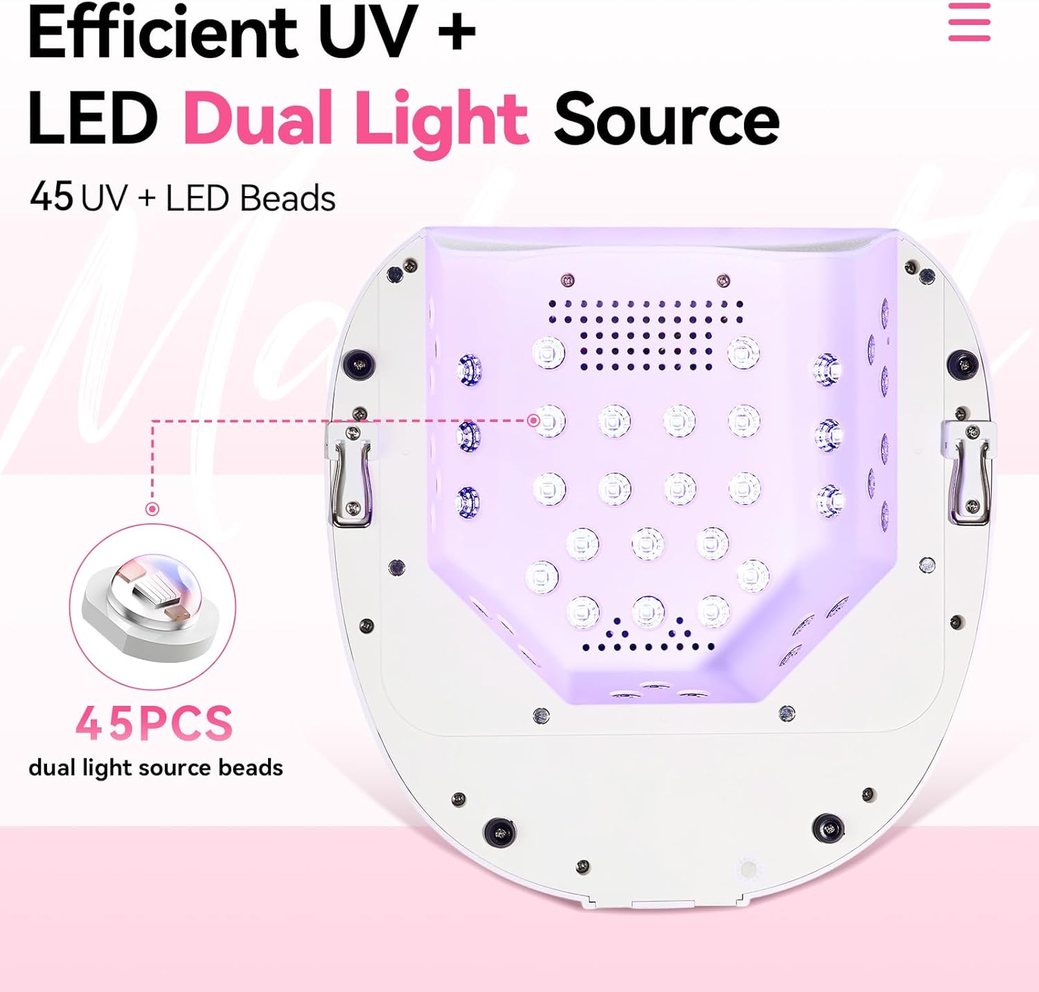 Makartt UV Nail Lamp – 30W Fast Curing UV Light with Handle Rechargeable Cordless Nail Dryer for Gel Nail Polish with 45 Beads Dual Lights 4 Timers LCD Smart Sensor for Nail Art Design(White)