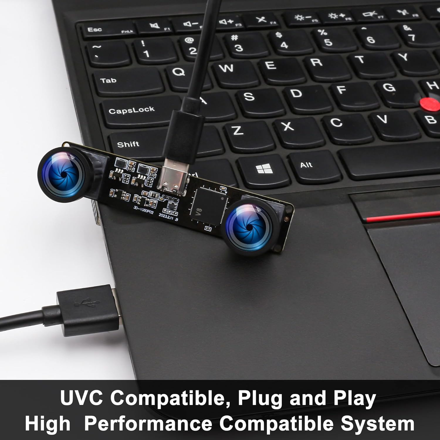 60fps USB Camera 4MP Synchronization Webcam Module with 120Degree No Distortion Dual Lens 3840X1080P 3D Stereo Webcam for PC Computer Cam for Face Recognition VR Biometric Detection