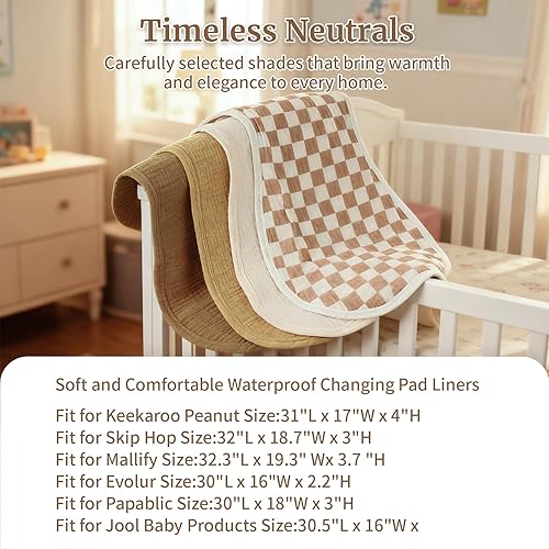 Miniatura 2 de Paquete de 4 forros de muselina para cambiador, extra gruesos y ultra suaves para una comodidad cálida, tapete impermeable para pañales Keekaroo