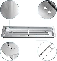 Vista 4 de Skyflame Sartén rectangular de acero inoxidable con quemador para interiores y exteriores, área de combustión de 30 x 10 pulgadas