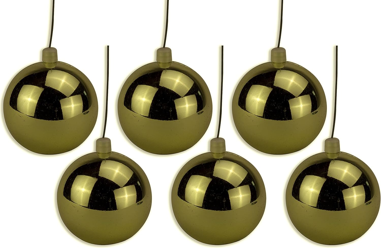 6 Pack 120mm 5" Shiny Gold Ball Ornament with Wire and UV