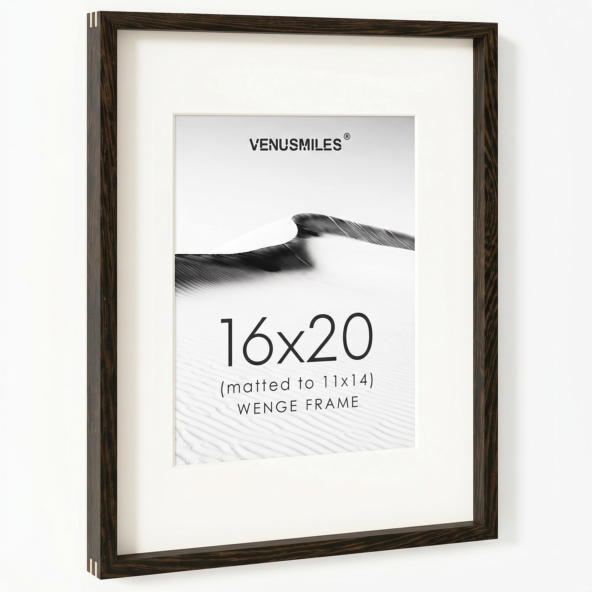 16 x 20 Picture Frame, USA-Sourced Natural Wenge Wood Photo Collage Frame