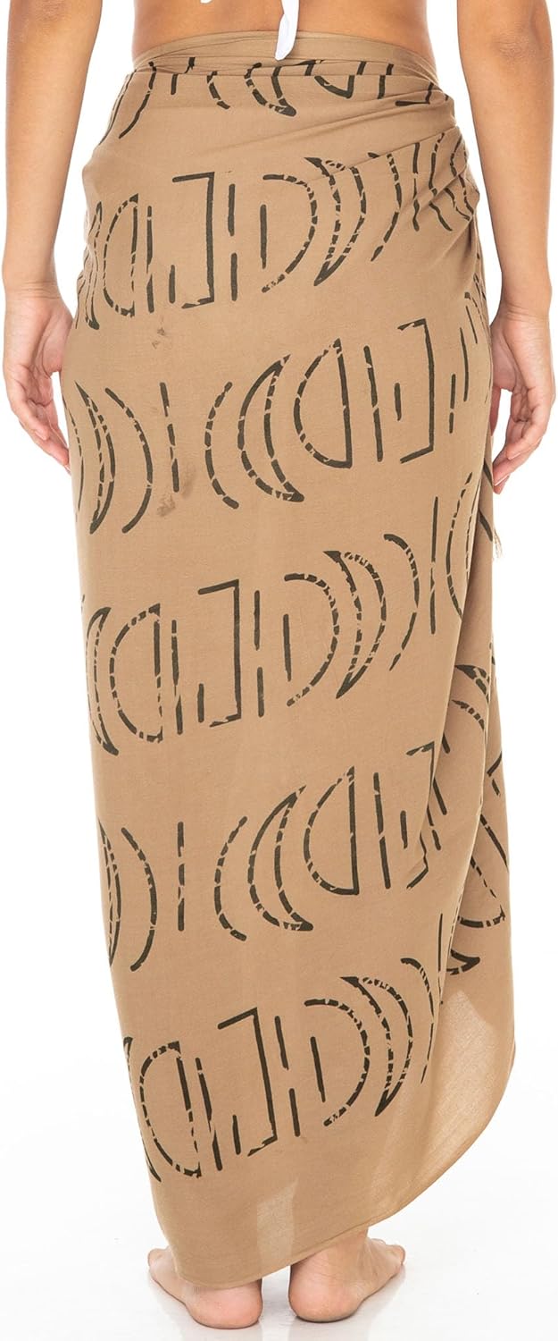 SHU-SHI Sarong Wraps for Women Pareo Beach Skirt Boho Bathing Suit Cover Up Moon Printed - Image 6
