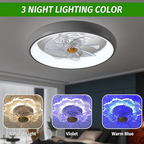 Miniatura 2 de Ventilador de techo Caxsrfyk mejorado 2024 3098 ventiladores de techo blancos con aplicación de luces y control remoto, ventilador de techo moderno
