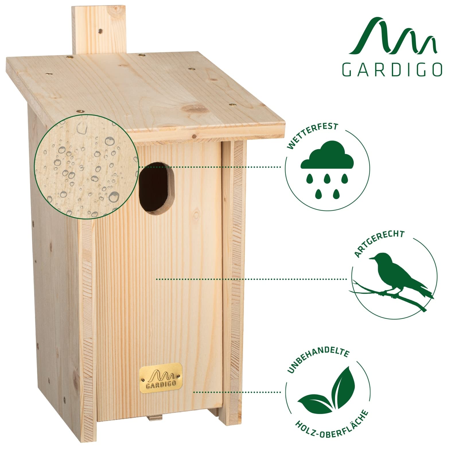 Gardigo Nichoir DIY pour Queue Rouge de Jardin I Kit de Bricolage en Bois d'Épicéa Non Traité et Résistant aux Intempéries I Fabriqué en Allemagne