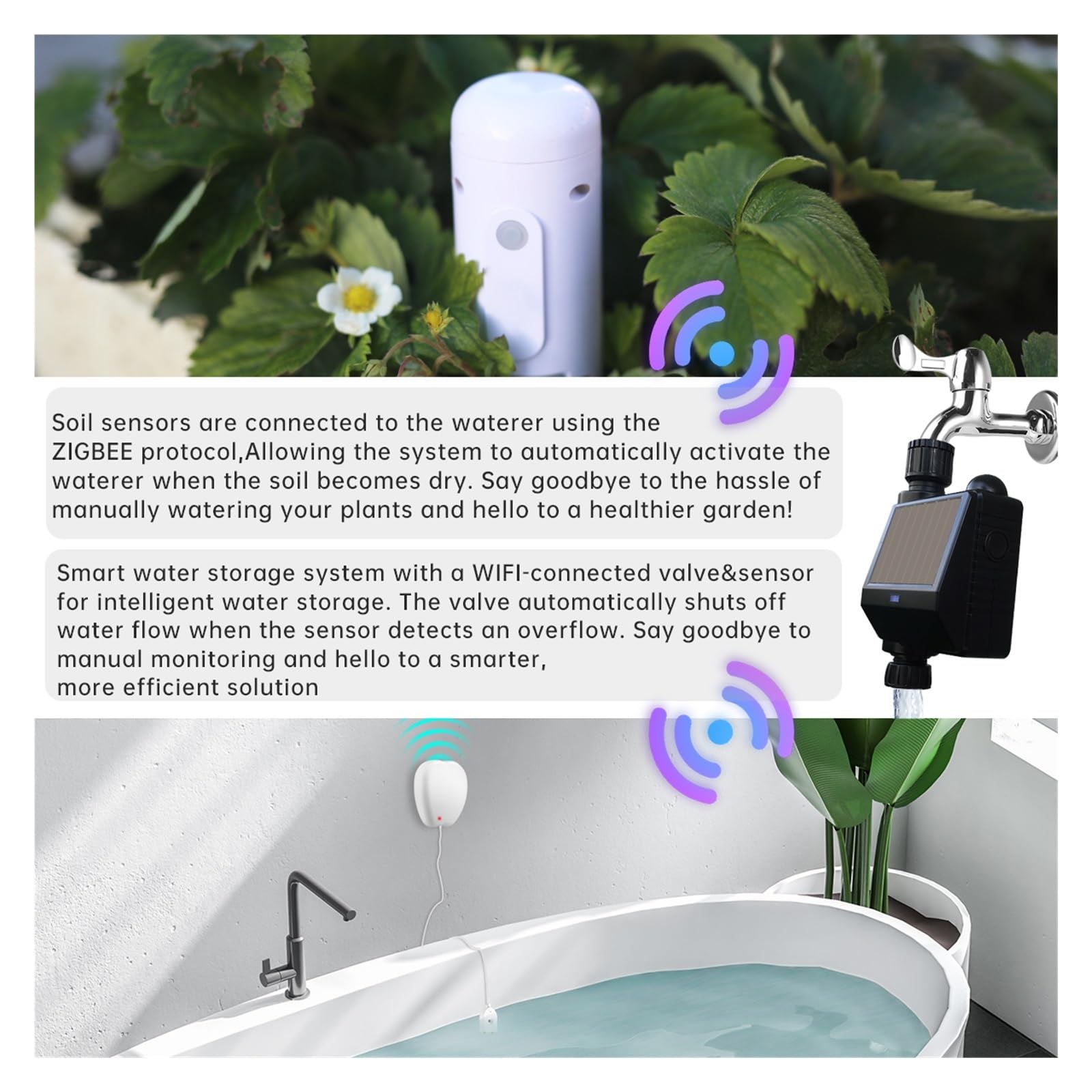 ZIGBEE Energia Słoneczna Ogrodowy Zawór Kulowy Zegar Do Podlewania WIFI System Nawadniania Kropelkowego Kontroler Wody Praca Dla TUYA Smart Life OszczęDność Wody(1PCS SET)