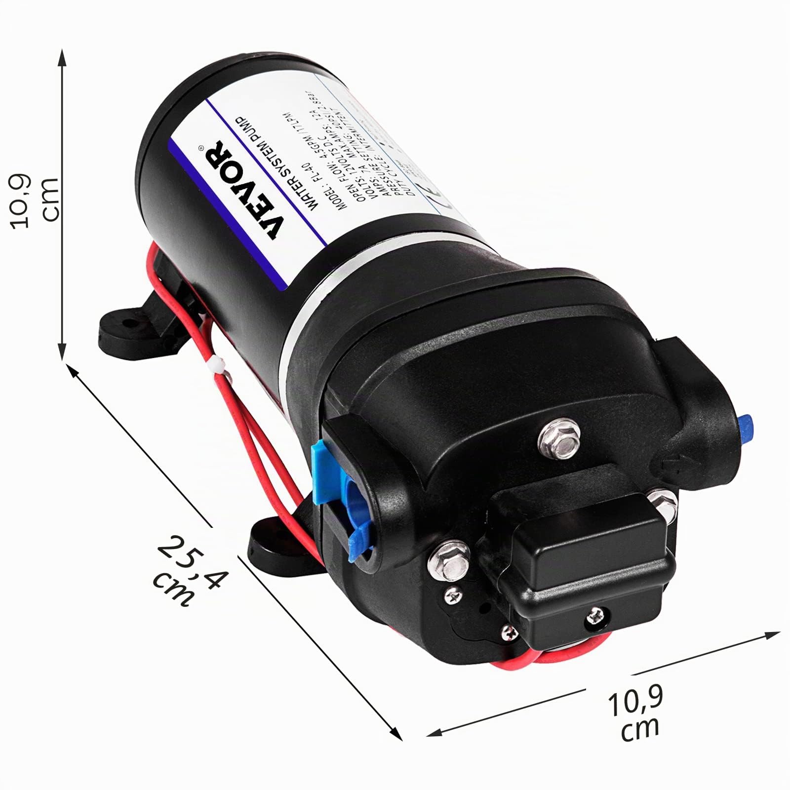Pompa a Membrana ad Alta Pressione FL-40 40PSI Pompa a Membrana per Acqua Spruzzatore Autoadescante 17L / min 12V, Utilizzo Camper/Barca/RV/Giardino/Industria Agricola