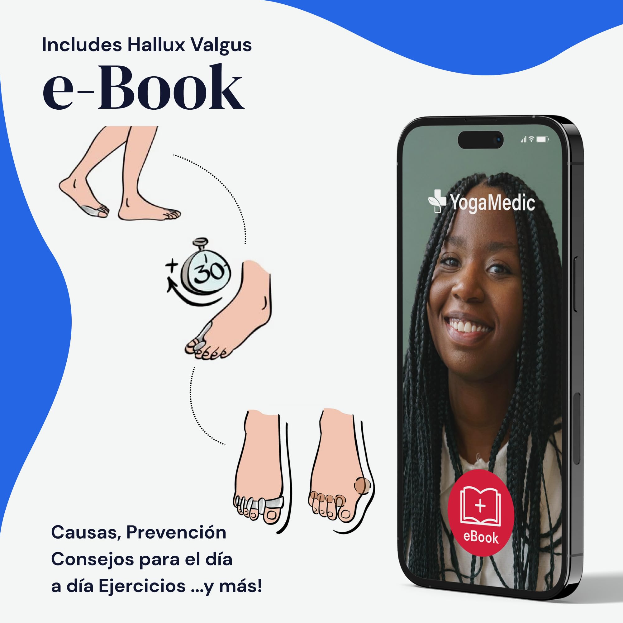 YOGAMEDIC Separadores de Dedos de los Pies Superpuestos, 4 Uds – Enderezador y Separador de Dedos – Separador de Dedos de Pie de Silicona 0% BPA – Corrector de Dedos de Pies para Relajar y Estirar