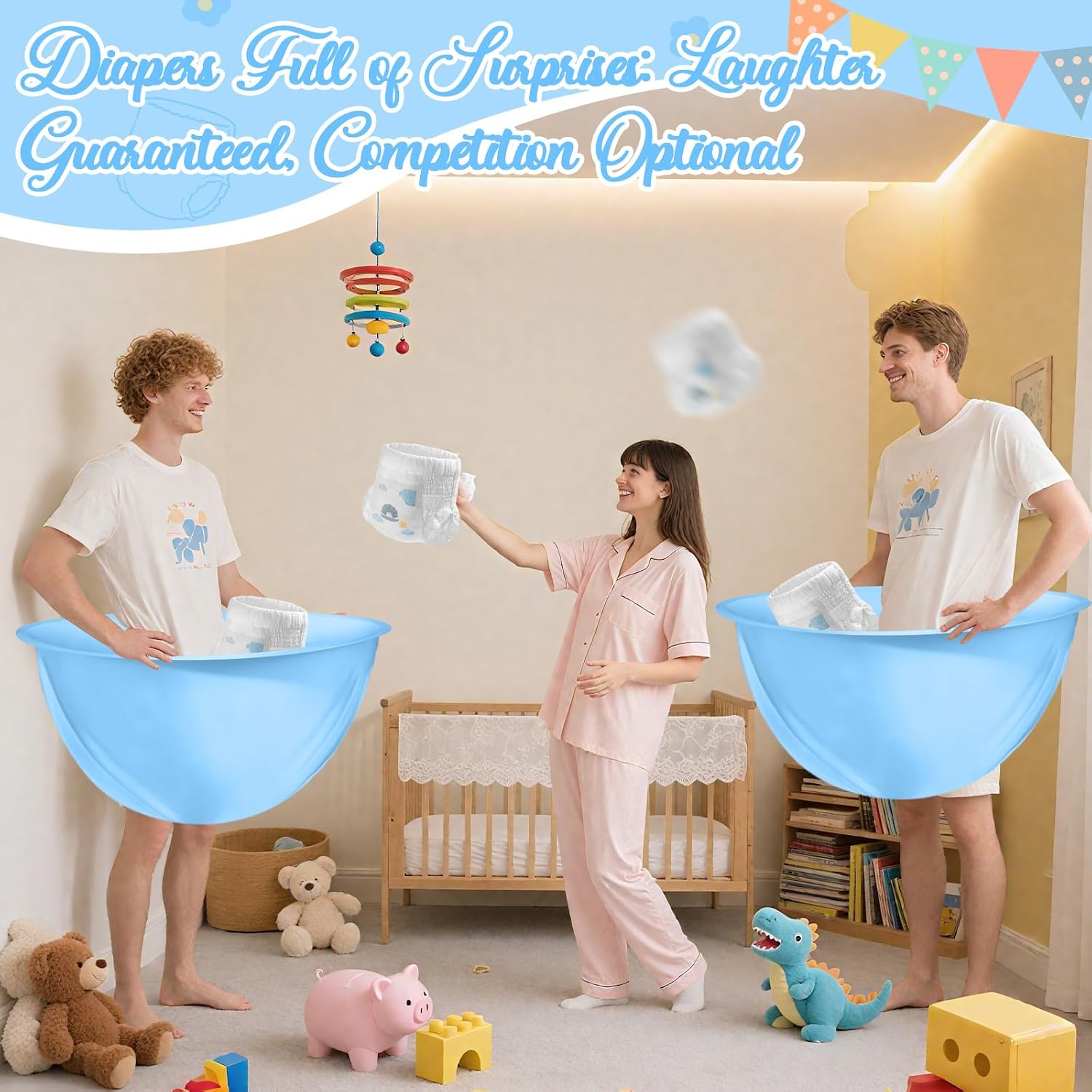 3 PCS Funny Diapers Game Activities Bridal Shower Games Oversized Diapers Toss Game Gender Reveal How Many Plushies Can You Catch in Your Diaper (Blue) - No Balls Included