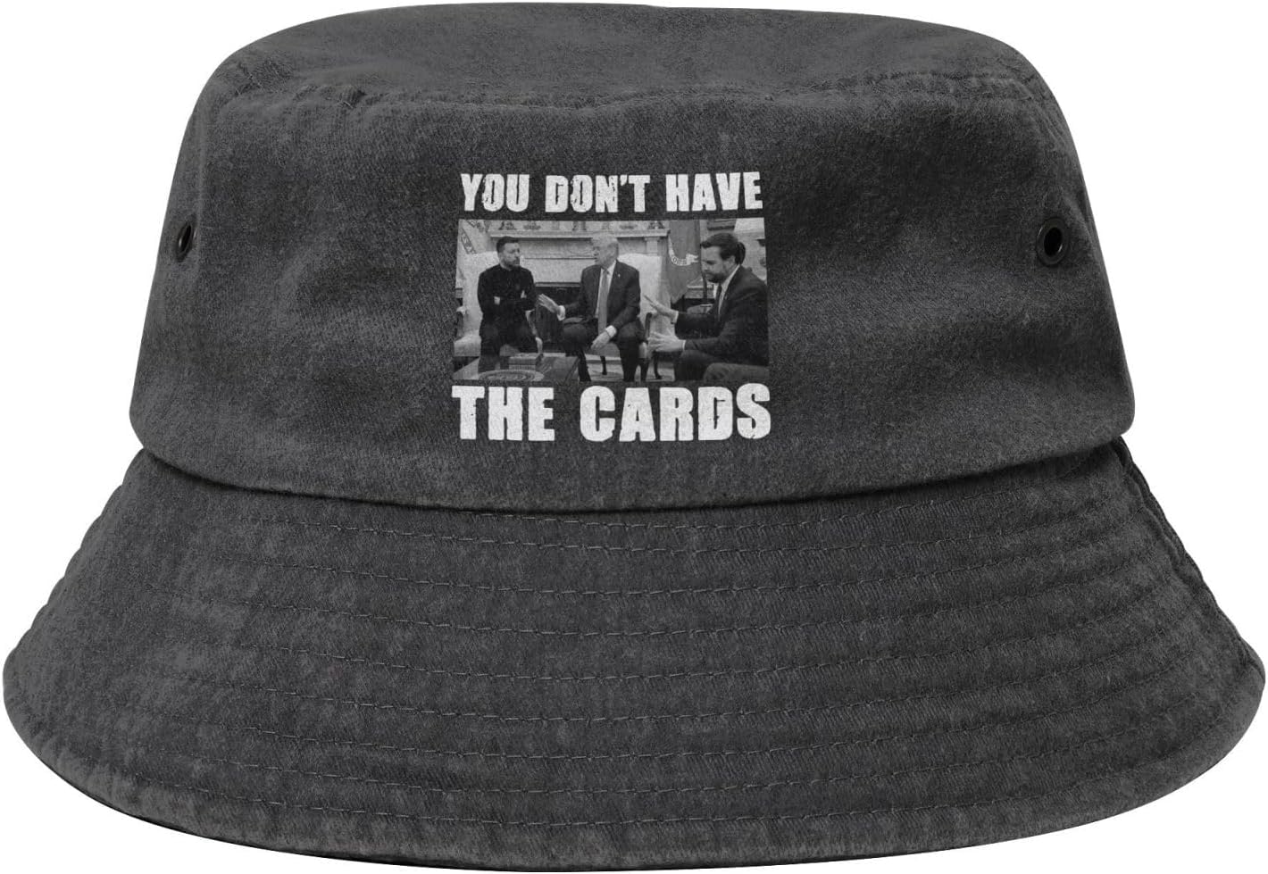 Vintage You Don't Have The Cards Bucket Hat,Outdoor Sun Hat Flat Top Cap for Fishing Hiking Beach Sports,Black