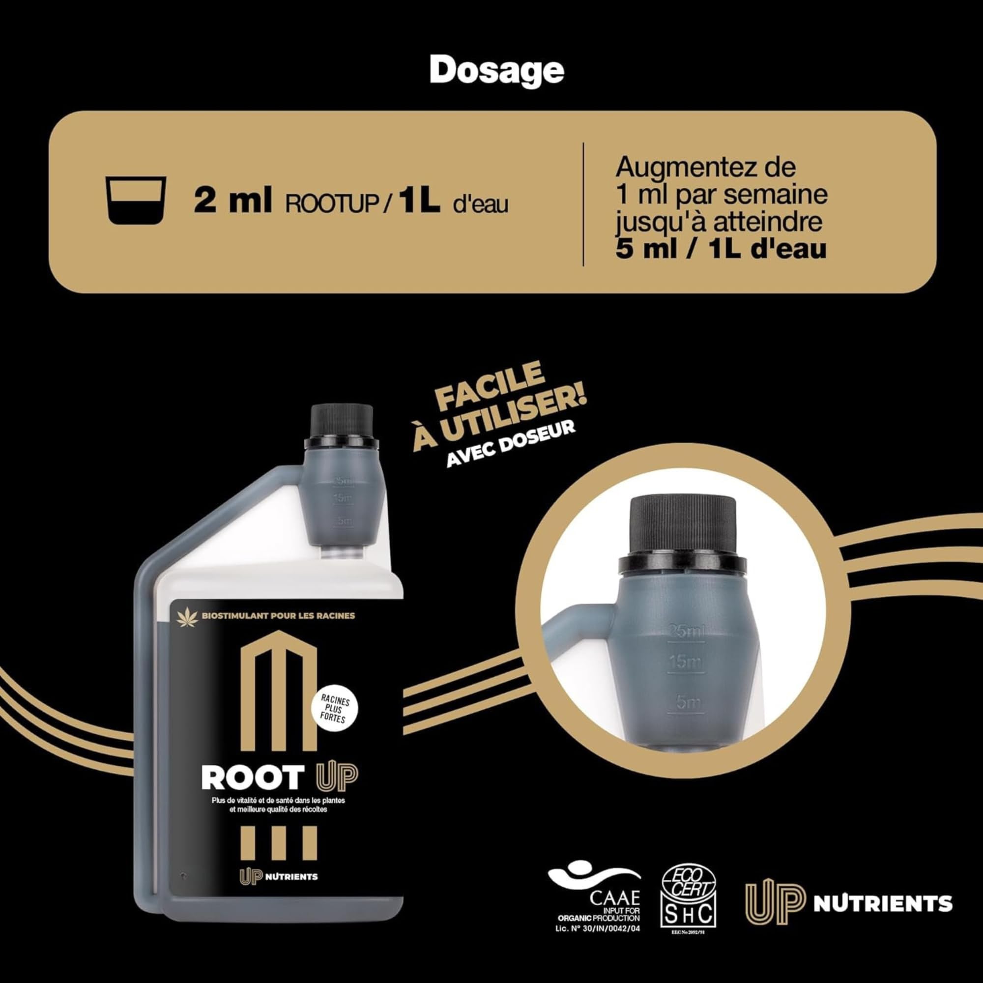 UP NUTRIENTS Bio Stimulateur racinaire ROOT UP 500 ml Engrais organique pour plantes, cultures et boutures Engrais activateur de racines robustes, grandes et solides