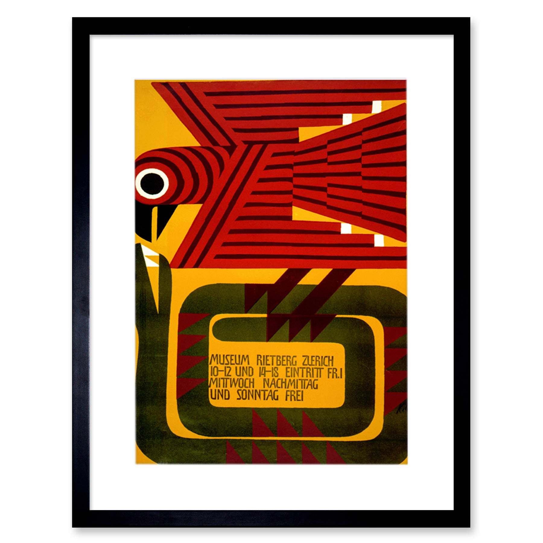 Wee Blue Coo Exhibition Rietberg Museum Zurich Bird Snake Artwork Framed Wall Art Print 12X16 Inch