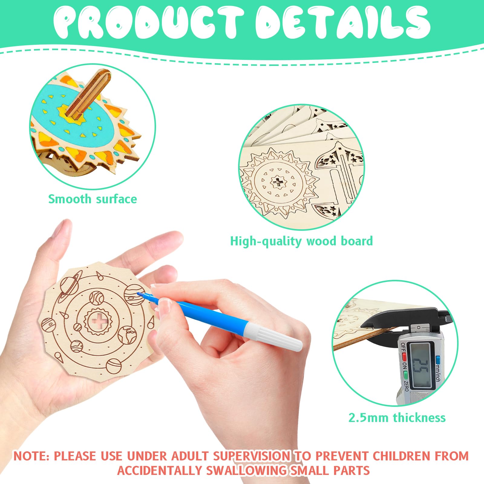 12 Pièces Toupie en Bois, Gyroscope Planétaire, Bricolage en Toupie Bois pour Enfants 4-10 Garçons Filles, Jouet Créatif Cadeau - Jeux - Jouets