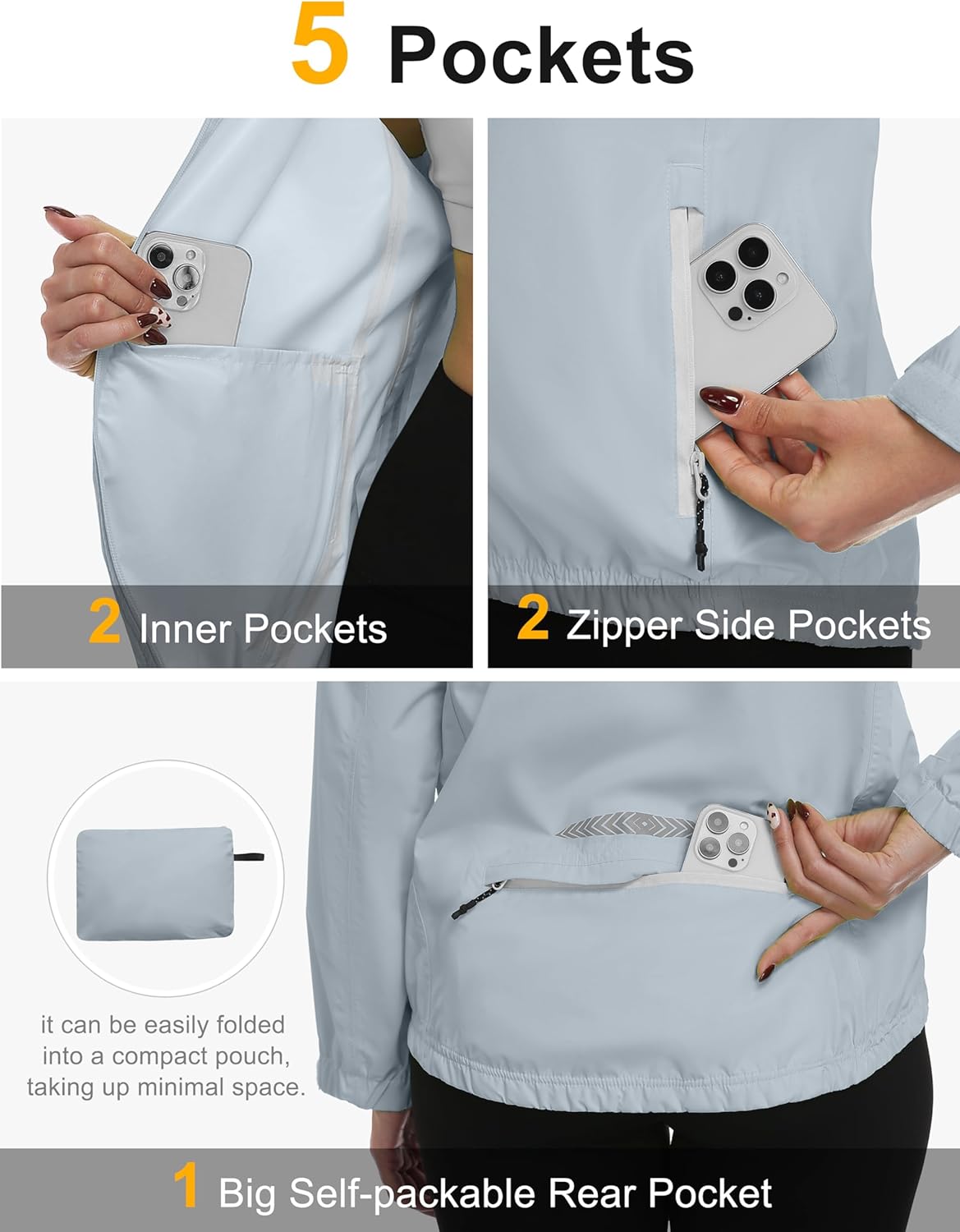 Little Donkey Andy Women's Waterproof Windbreaker Lightweight Packble Cycling Jacket for Biking, Running