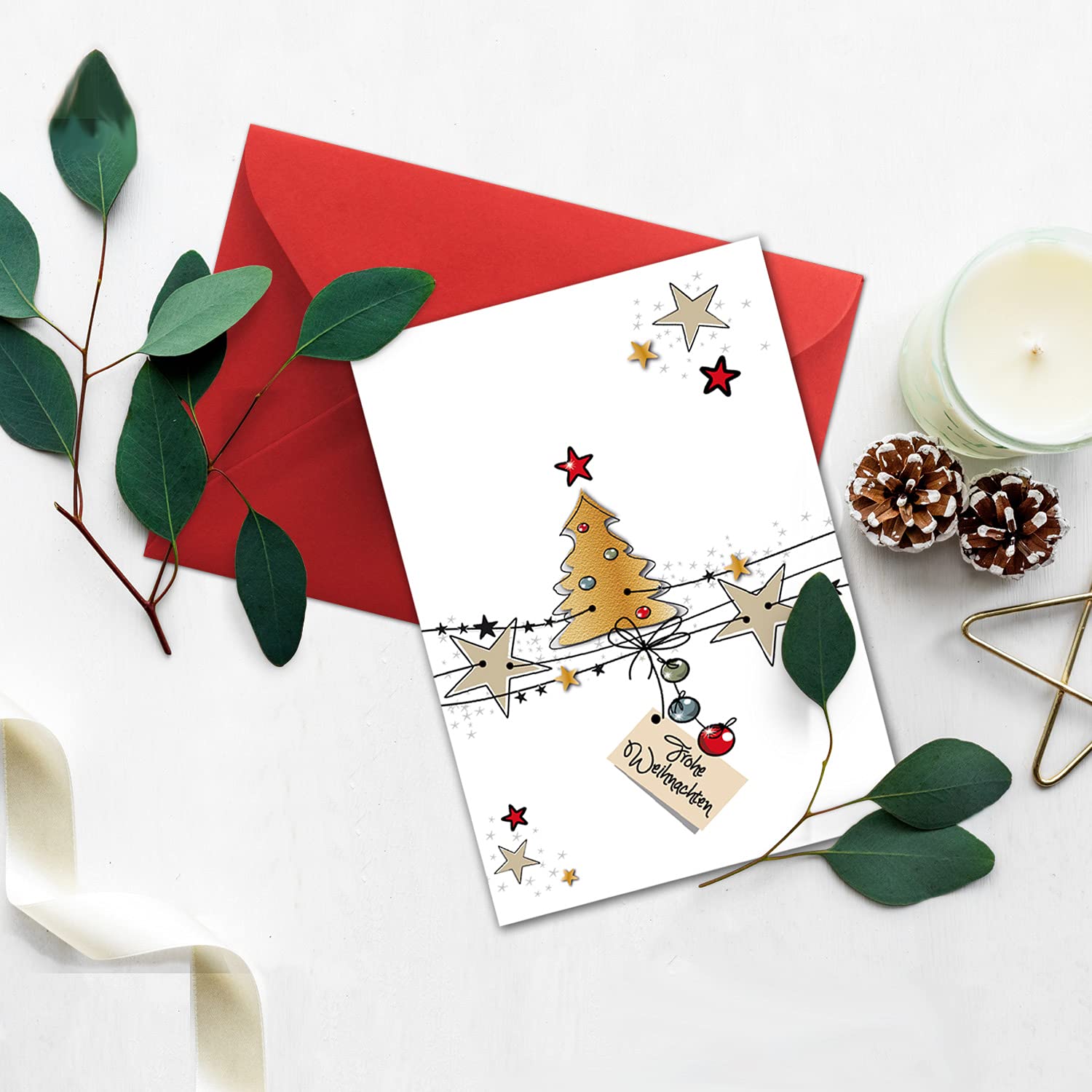 NEUSER PAPIER Set di 25 piccoli biglietti di Natale, formato DIN A7