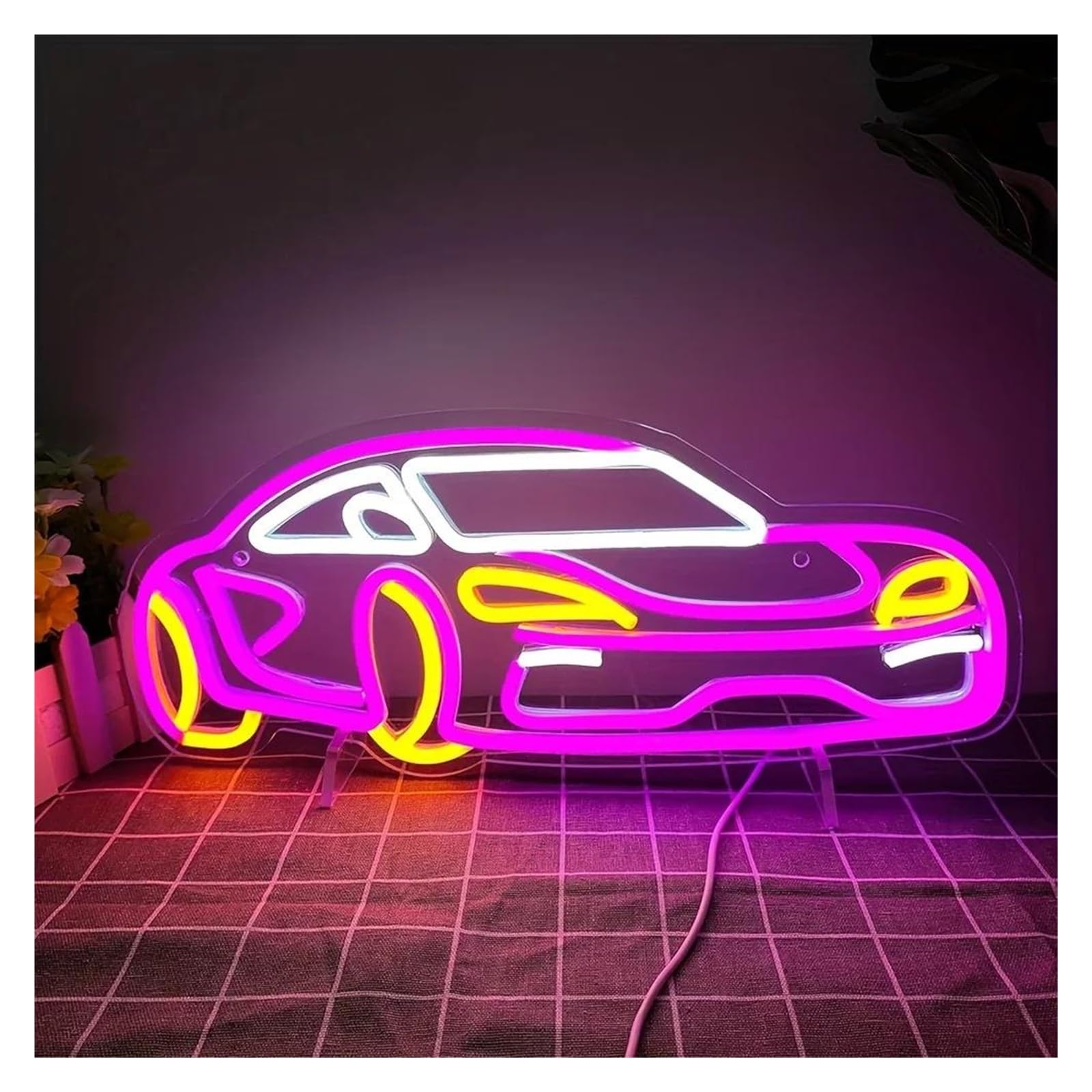 LEMST Sign Lamp Car Neon Sign, Suitable for Hotels, Living Rooms, Game Halls, Parties, Bedrooms 18.4x43.5cm