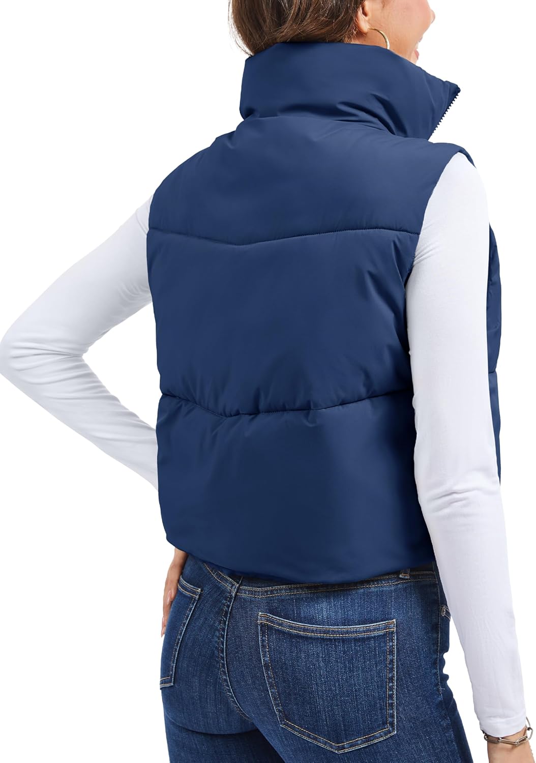 MAGCOMSEN Women's Cropped Puffer Vest Lightweight Zip Up Stand Collar Winter Fashion Outerwear Sleeveless Padded Gilet - Image 4