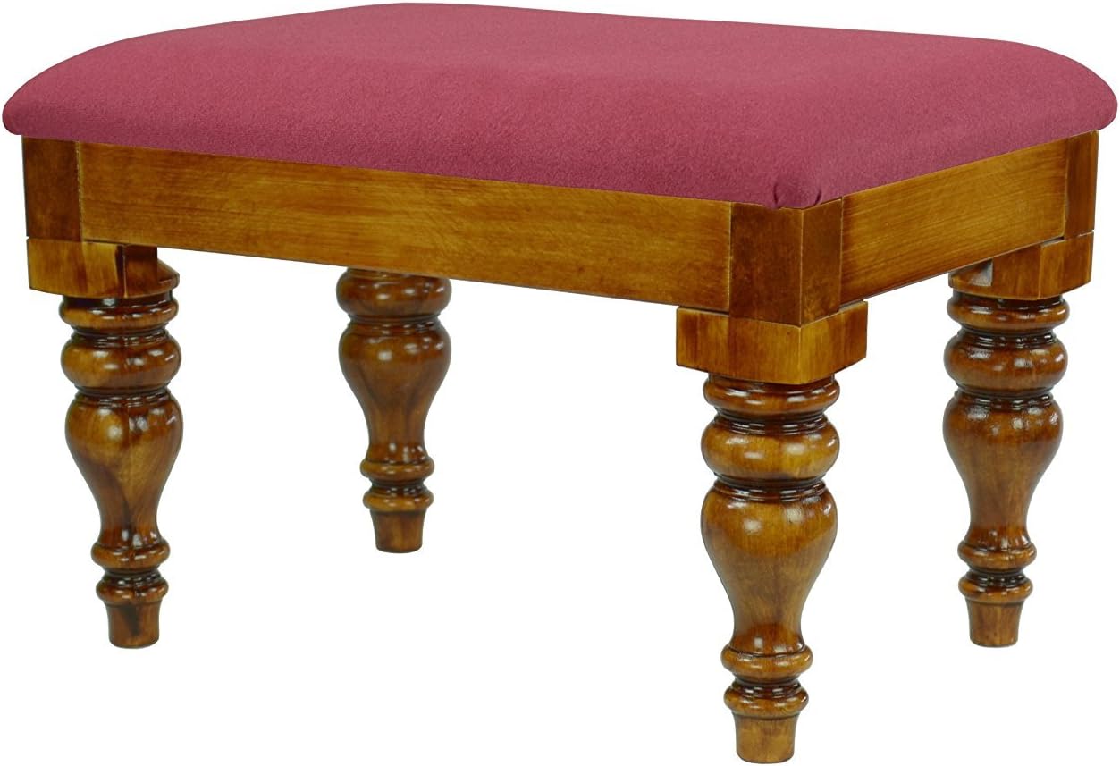 Light Oak Spindle Leg Foot StoolLarge with Rose Pink