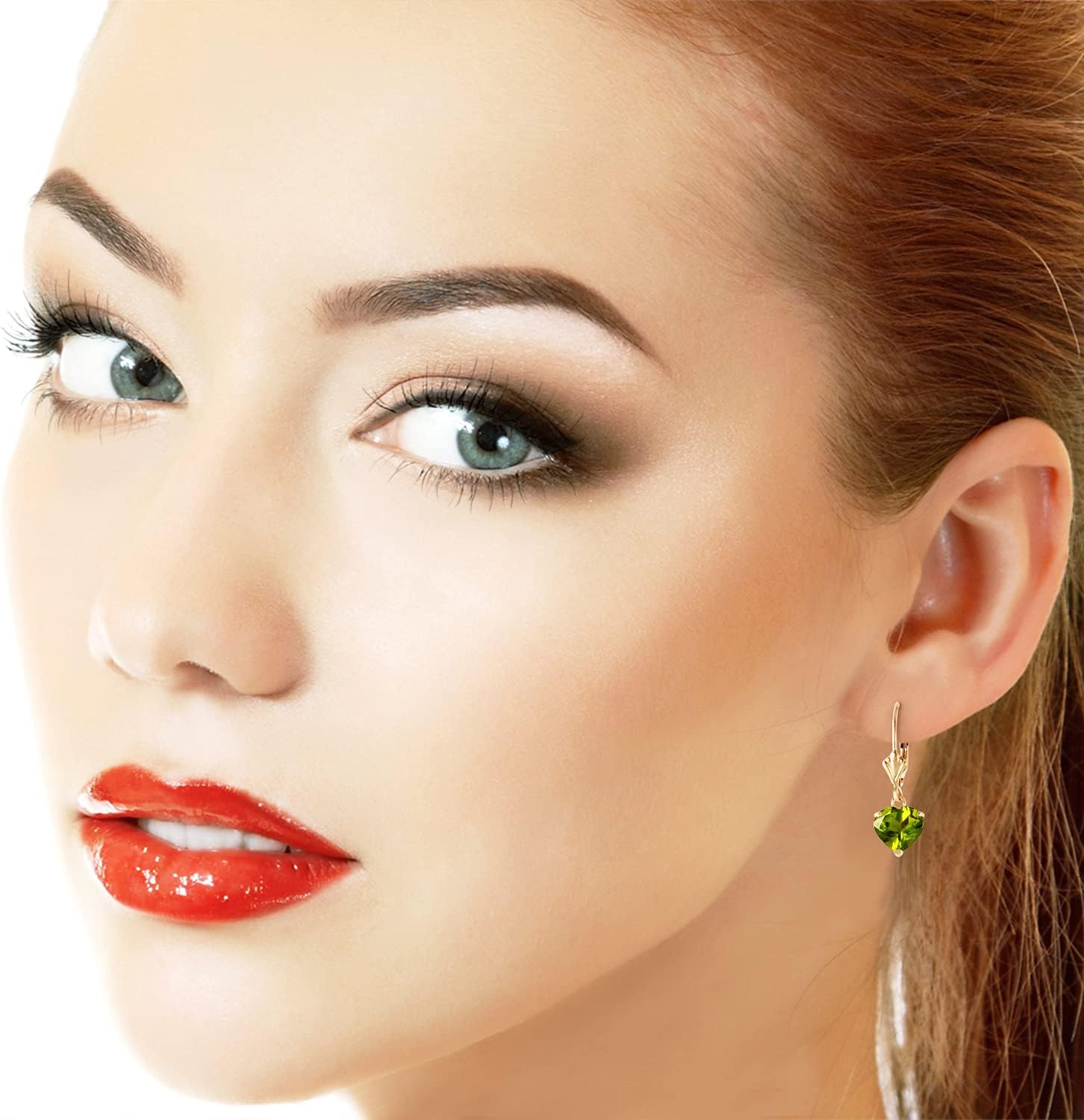 Galaxy Gold GG 14k Yellow Gold Leverback Earrings with Natural Peridots - Image 2