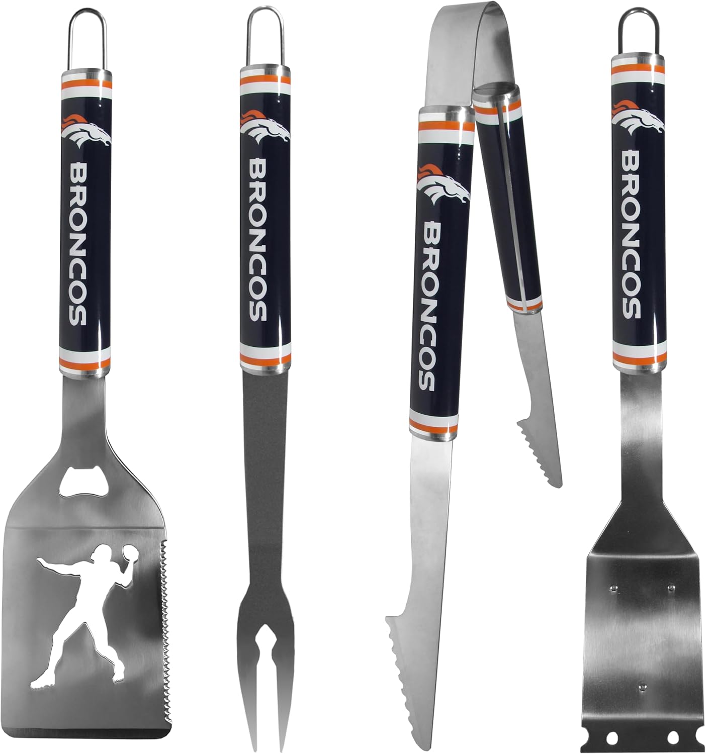 Siskiyou NFL Denver Broncos 4 pc Logo Grill Tool Set, One Size, Team Colors