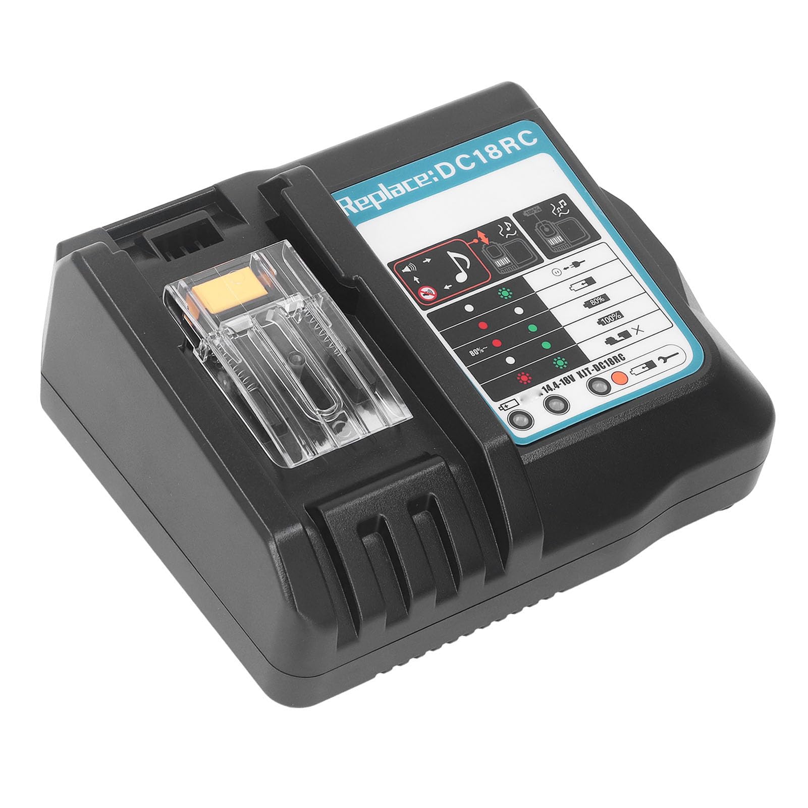 Cargador de Batería de Iones de Litio, 100-240V Profesional DC18RC 18V Cargador de Batería Protección Múltiple para BL1860 para BL1850 para BL1815 (Enchufe de la UE)