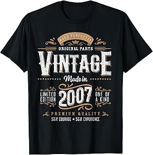 Vintage 2007 18th Birthday Gifts Women Men 18 Year Old T-Shirt