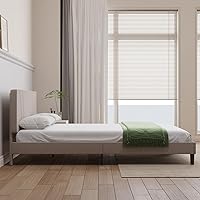 Vista 10 de Novilla Base de cama de plataforma tamaño Queen con cabecera ajustable tapizada, marco de cama Queen, no necesita somier, sin ruido, fácil montaje