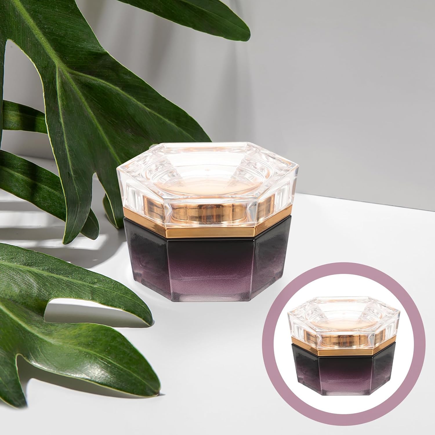 Glass Cream Container 20g Purple round Jar for Lotion Storage image 5