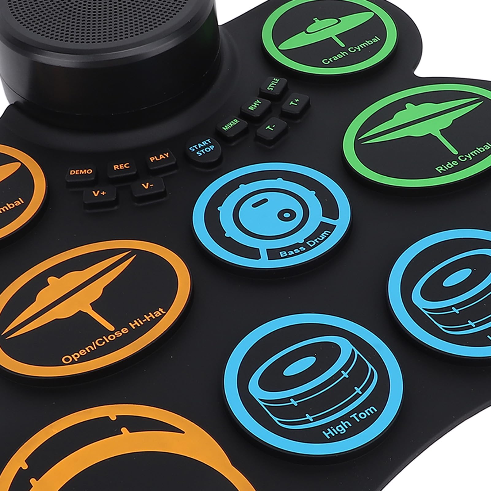 Set Avvolgibile Elettronico, Altoparlante Portatile Ricaricabile Integrato per Batteristi, Amanti della Musica, ABS/silicone