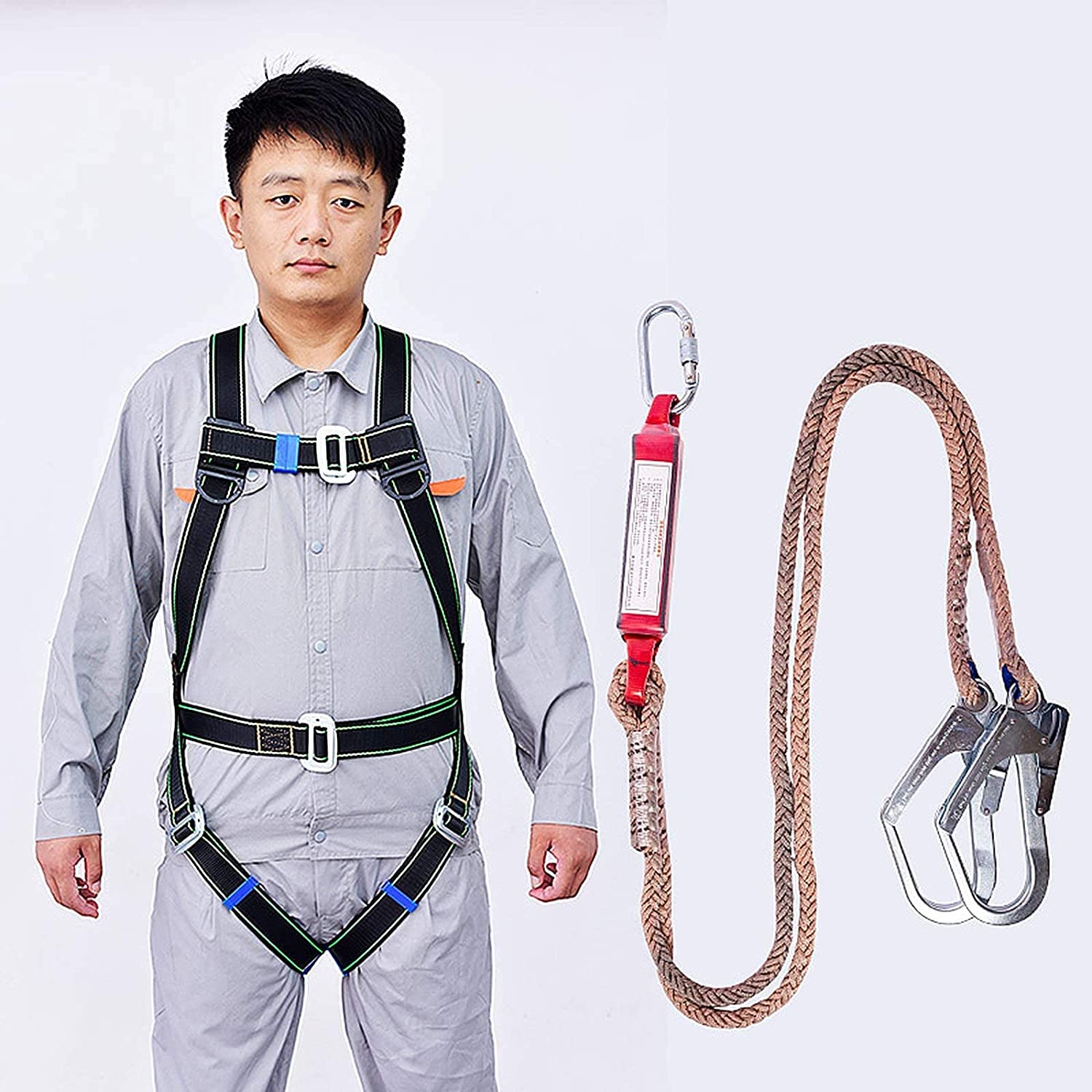 Kit de protección contra caídas SSSS, arnés de Seguridad Personal anticaídas con Gancho para protección contra caídas de Cuerpo Entero (C) (A) (D)