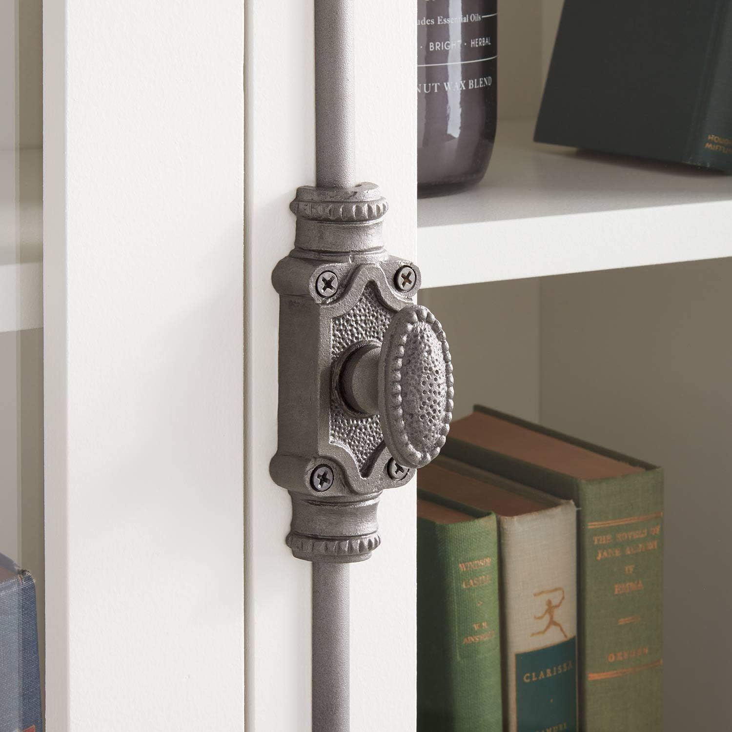 Signature Hardware 441210 Mini Beaded 27 Inch Tall Iron Cremone Bolt Cabinet Latch - Black Powder Coat