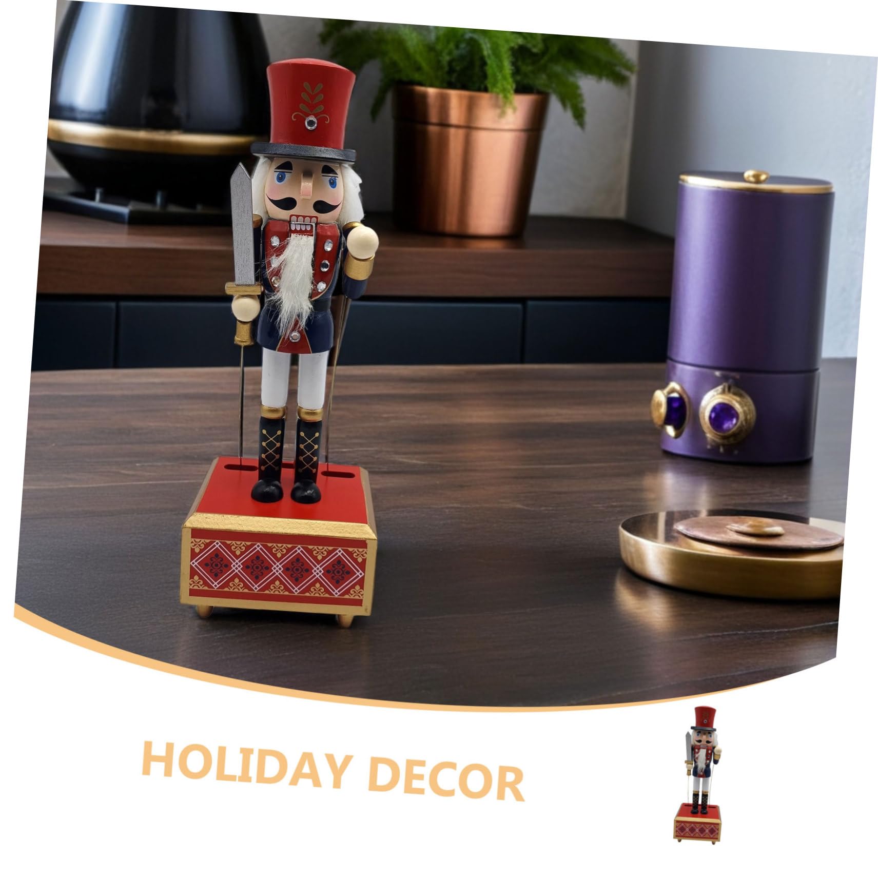 Schiaccianoci in Legno con Carillon Meccanismo Vento Soldatino Decorativo Musicale per Festa Natalizia e Decorazioni Festive