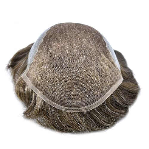 Miniatura 4 de Tupé para hombres, cabello humano real, pieza de cabello para hombre, sistema de cabello de encaje suizo suave para hombres, sistema de reemplazo de