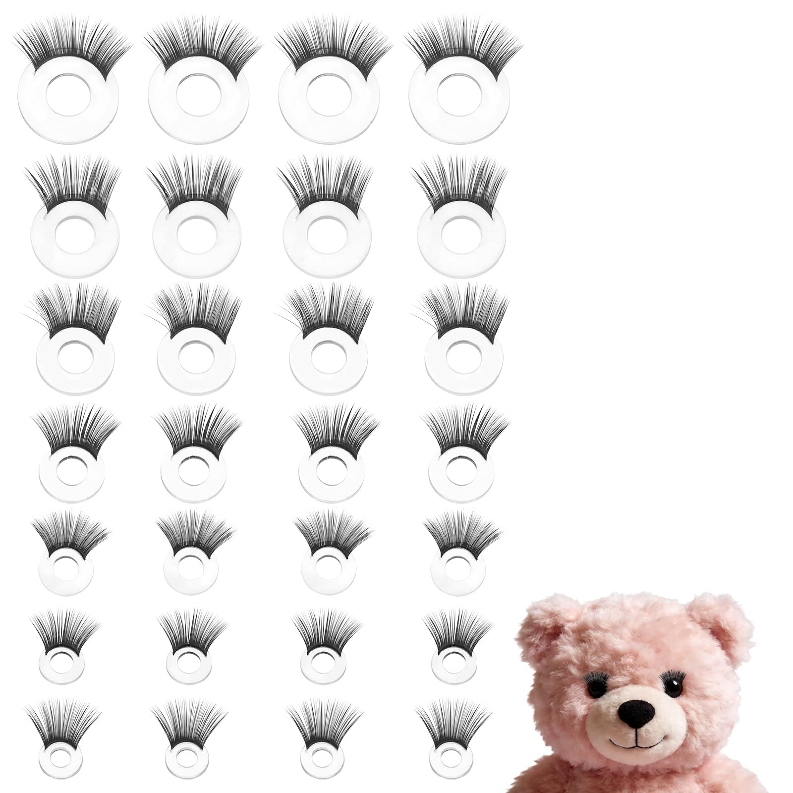 sourcing map 42 Pcs Safety Doll Eyelashes for Crocheting, 7 Sizes Doll Eyelashes Safety Eye Accessories Plastic Stuffed Animals Crochet Supplies for DIY Doll Bear Puppet Making, Black