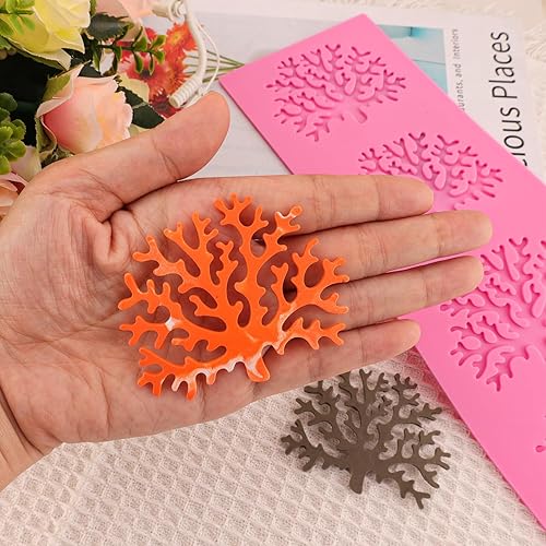Miniatura 3 de Molde de silicona hueco 3D Coral Silicone Candy Mold Coral Shape Lace Mat para decoración de pasteles chocolate Fondant Tuille Pasta Polímero