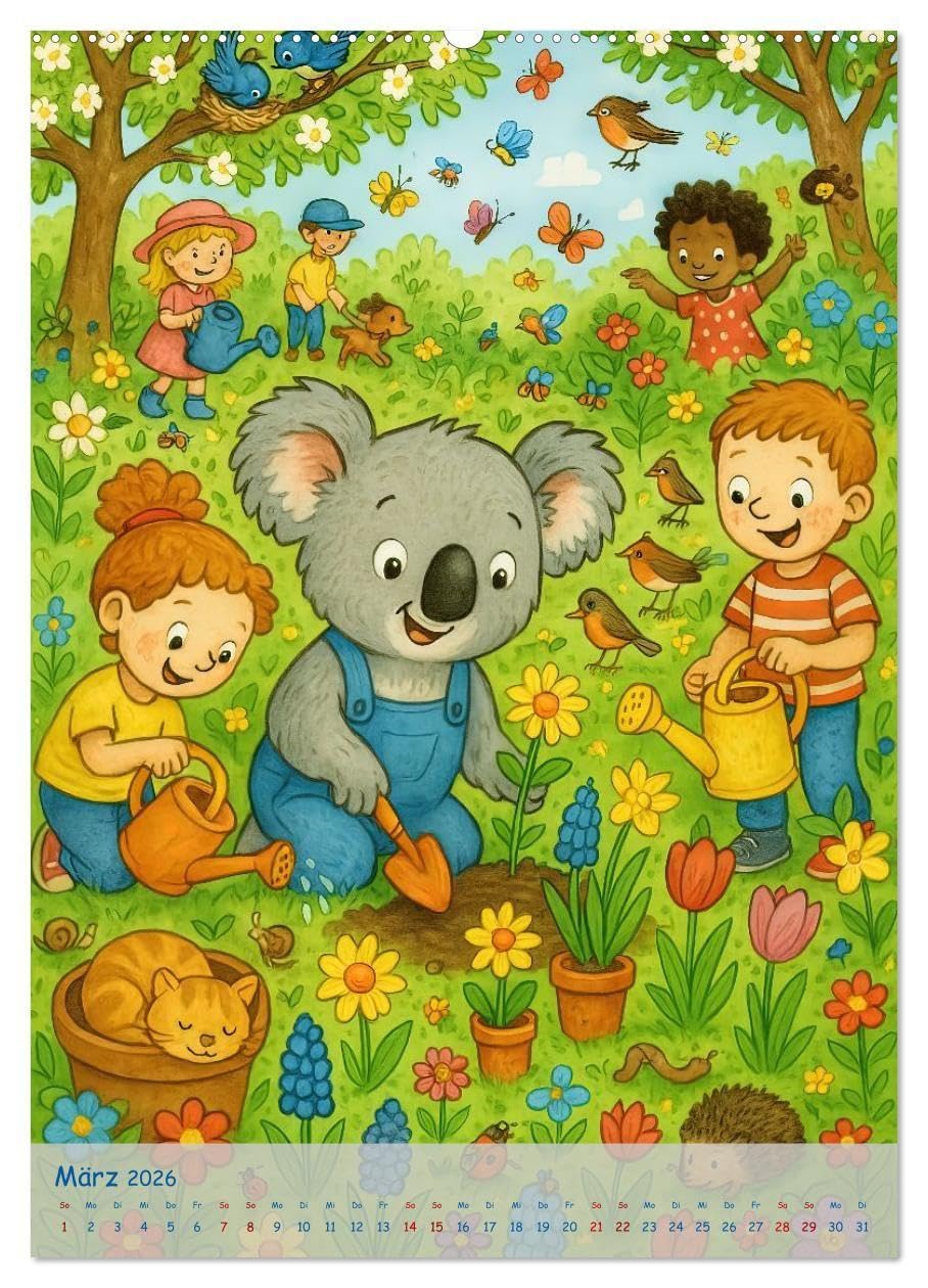 Koalas Wimmelwelt ein Jahr voller Wimmelspass! (Wandkalender 2026 DIN A2 hoch), CALVENDO Monatskalender: Der liebenswerte Koala erlebt jeden Monat ein ... Groß und Klein begeistern. (CALVENDO Spass)