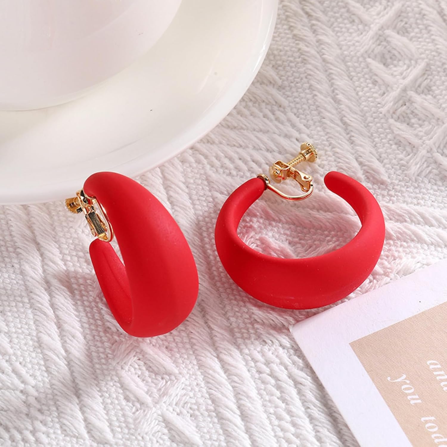 Clip On Earrings for Women Chunky Wide Vintage Clip On Hoop Earrings | Bold clip on hoop earrings for women retro 70s 80s 90s style for neon party rave outfits vintage costume dress accessories